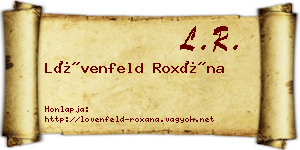 Lövenfeld Roxána névjegykártya